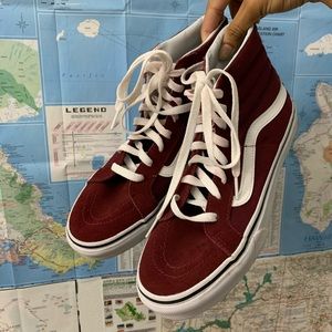 BURGUNDY VANS HIGH TOPS